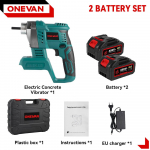 ONEVAN 1100W 15500VPM Elektriline Betoonivibraator Betoonitihendaja Betoonisegamisv&otilde;imsust&ouml;&ouml;riist 21V 18V akule 2 Battery 1EU Plug