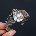Dendrite Opal Handmade Copper Wire Wrap Bangle Adjustable r7c19