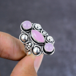 Rose Quartz Handmade 925 Sterling Silver Jewelry Ring Size 10 Gift For Her d7z69