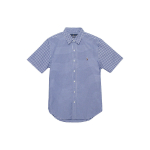 Polo Ralph Lauren Ss23 Ruuduline Logoga Tikitud &Uuml;he Rinnaga L&uuml;hikeste Varrukatega S&auml;rk Meeste s&auml;rgid Sinine 710802652-005 M