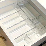 7-osaline l&auml;bipaistev plastist kosmeetikahoidja karpide komplekt - Virnastatavad sahtli vaheseinad kosmeetika, kontoritarvete ja t&ouml;&ouml;laua korrastamiseks, vastupidav plastmaterjal 7 items gray