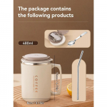 WORTHBUY 480 ml 304 roostevabast terasest kohvikruus kaane, lusika ja &otilde;lega, isoleeritud kohvitass &uuml;li&otilde;pilastele t&auml;iskasvanutele m&otilde;eldud kontorijoogile 480ML