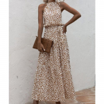 Suvine naistekleit t&auml;pitr&uuml;kiga pikk kleit Rippuvad kaeluses kleidid L