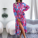 Naiste kevadsuvi kontrastne lilleline polokraega pitsiline s&auml;rgkleit naistele &uuml;he rinnaga pikk kleit L