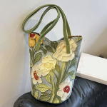 Uus suure mahutavusega &auml;mbrikott, moekas crossbody kott, vabaaja mitmek&uuml;lgne &otilde;lakott, hoiukott, akvarell-lilleline, igap&auml;evaseks pendelr&auml;ndeks, l&otilde;uendist kandekott 19*18*27cm heleroheline v&auml;rv