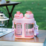 Dual-Compartment Insulated Sports Water Bottle with Straw and Tea Infuser - Drop-Proof and High-Temperature Resistant 1600ml