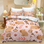 Armas Kapibaara Tekikott &Uuml;heinimese, Kawaii Loom Naljakas Elusloodus N&auml;riline Roheline Pruun Magamistoa Kaunistus Tekikott Komplekt Lastele 135x200cm white