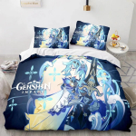 Genshin Impact voodipesu komplekt M&auml;ng 3D Prinditud voodipesu tekk Pehme tekikottide komplektid Kodutekstiil Queen King Size T&uuml;drukule Lastetoa sisustus 70x133cm 2pcs