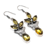 Natural Citrine Gemstone Handmade 925 Sterling Silver Jewelry Earring 2.48 r9g50