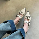 Slingback Shoes Gooti stiilis paksud kontsad naiste pumbad, neet Street Style, keskmise kontsaga punk vintage vabaaja sandaalid 2024. aasta kevadsuvi 34