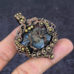 Natural Labradorite Gemstone Copper Wire Wrap Jewelry Pendant 2.29 i5d51