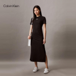 Calvin Klein Jeans Naiste Puuvillane Kootud &Uuml;mmarguse Kaelusega L&otilde;hikuga Pikk Kleit XS