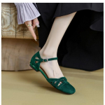 Vintage Rohelised Suede Sandaalid Naistele Retro Madala Kontsaga Pandlaga Rihm Sandalias 2024 Suvi Uued Daamide Lamedad L&auml;bil&otilde;ikega Kalamehe Kingad 34 roheline