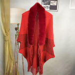 Talvised tutid Pont&scaron;o Mantel Suurr&auml;tt Naistele Soe Kunstkarusnahast krae Kootud Kardiganid Batwing M&auml;hised Kaelus Karusnahast Sallid Keebid Mantel One size