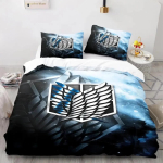 Anime Attack On Titan Kodu tekstiilid Tr&uuml;kitud Voodipesu Komplekt Tekikott Padjap&uuml;&uuml;r Voodipesu Komplekt Linane LinuKate Tekikate Kuninganna Kuningas Suurus 70x133cm 2pcs