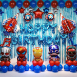 Super S&uuml;nnip&auml;rakost&uuml;&uuml;m Avengersi Teemaline Peodekoratsioon &Auml;mblikmees Kapten Ameerika &Otilde;hupallikost&uuml;&uuml;m Superhero Birthday Set blue