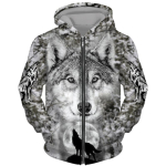 Kevadine s&uuml;gisene 3D Wolfi seeria tr&uuml;kitud t&otilde;mblukuga kapuuts Meeste naiste Paaride kapuutsiga kapuutsiga jope vabaaja mood jakk 5XL gray