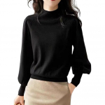 KEWJYUE Kootud pikk &uuml;hev&auml;rviline pullover, ideaalne pendelr&auml;ndeks, naiste kampsun, kampsun, lihtne, varrukas, stiilne, elegantne, v&auml;rv, mitmek&uuml;lgne, soe, salendav, must