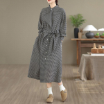 Pikkade varrukatega oversized puuvillane vintage ruuduline uus kleit naistele vabaaja lahtine kevad-s&uuml;gis s&auml;rgikleit elegantne riietus M