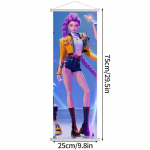 Demon Huntrix Rippuv riie Rumi Mira Zoey Tr&uuml;kitud plakat Demon h-Hunters Skrollmaal Pilt 72x25cm Seinakujundus