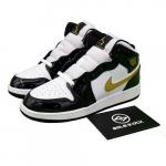Air Jordan 1 Mid Lakitud Must Valge Kuld Meeste 852542-007 GS Laste BQ6931-007 EU 38