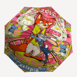 1 tk armastus Zootopia automaatne avamine/sulgemine, 8-ribiline vastupidav raam, kompaktne reisi-vihmavari meestele ja naistele S1222019 pink