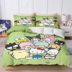 Sanrio My Melody Kuromi Pochacco Anime Tekikoti Komplekt Comforte Tr&uuml;kitud Multifilm Kaksiksuuruses Voodipesukomplektid J&otilde;ulukingitused 3-osaline EU Single(135*200cm)3pcs