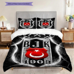 Besiktase logo Mustriga Voodipesu Tekikott Komplekt Tekikott Padjap&uuml;&uuml;r Kodu Kaunistus S&uuml;nnip&auml;evakingitus (1 * tekikott + 2 * padjap&uuml;&uuml;ri, ilma s&uuml;damikuta) 135x200cm
