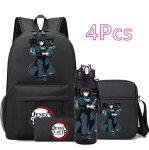 4 tk/komplekt Anime Demon Slayer Tr&uuml;kitud Seljakott Koolikott &Otilde;lakott Koti&uuml;mbris 750 ml veepudeliga Poiss T&uuml;druk Suure Mahutavusega Veekindel Koolikott