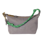 Miu Miu Gabardiinist Tikitud Logoga Kangast K&auml;sikott Naiste k&auml;ekotid Alumiinium Smaragdroheline 5NE841_2IA7_F04S3 Basic Set (Bag+Dust Bag)