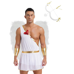 Meeste Cupidi kost&uuml;&uuml;m Valentiini teema S&uuml;damekujuline kombinesoon &Uuml;he &otilde;laga kehakost&uuml;&uuml;m Sulgedega tiivad Vibu ja nool Cosplay komplekt S valge