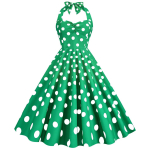 Naiste retro Hepburn-stiilis kleit plisseeritud t&auml;ppidega ja salendava laia seelikuga S black