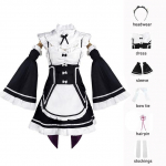 Ram/Rem Cosplay Re:null Kara Hajimeru Isekai Seikatsu must kost&uuml;&uuml;m teenija kleit, &uuml;likond Halloweeni kost&uuml;&uuml;m, anime peokleit S