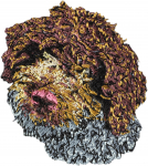 Romagna Water Dog, Lagotto Romagnolo - dog-shaped patch, embroidered patch, unique decoration for Art-Dog backpack kirjud v&auml;rv