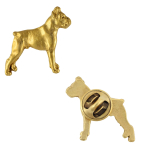 Boxer, German Boxer II - gold-plated pin brooch, elegant dog ornament, unique pin by Art-Dog brand beige