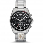 Emporio Armani Ajalooline Kollektsioon Must Metall/H&otilde;bedane Meeste Kvarts Kronograaf AR6098 must
