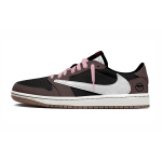 Travis Scott x Jordan Air Jordan 1 koost&ouml;&ouml; Polsterdus, Kulumiskindel Madala s&auml;&auml;rega Vintage Korvpallijalatsid Unisex DZ4137-700(Team723-) 35.5