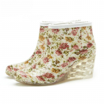 Naiste vihmasaapad Veekindlad jalan&otilde;ud Naiste pehme tald libisemisvastane PVC plastikust kingad Moodtr&uuml;kiga kiilukontsad T&otilde;mblukuga kummisaapad 40