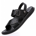 Suvised v&auml;litingimustes mustast nahast vabaaja spordisandaalid meestele Rooma matka rannasandaalid meessoost hingav disain veesneakerid 48 must