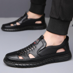 Suvised kingad meestele, &otilde;&otilde;nes PU-nahast, hingavad sandaalid, libisemiskindlad madalad kingad, pehme tallaga, k&auml;sitsi valmistatud, trendikad disainiga jalatsid, meeste kingad 38 must