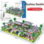 Micro Suzhou aiaplokid Klassikaline Hiina aed Minitellised Traditsiooniline Arhitektuurimaja Kokkupandavad tellised LED-valgustusega no original box