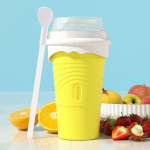 500 ML DIY Kiirk&uuml;lmutatud Suvine Smoothie Tass Suure Mahutavusega Jahutav Piimakokteilipudel Pigistatav Kaasaskantav J&auml;&auml;tisejoogi Valmistaja Tass 500 ml kollane