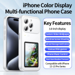 D&uuml;naamiline telefoni&uuml;mbris iPhone'ile Foto&uuml;lekande, Videoesituse, Puuteekraani, Multifunktsionaalse Bluetooth-telefoni&uuml;mbrise jaoks iPhone 17 16 15 iPhone17 Pro Max valge
