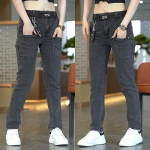 Korea Mood Meeste Teksad Cargo Denim P&uuml;ksid Vabaaja Sinised Hallid Taskuga Denim P&uuml;ksid Sirged Jean Naiste Streetwear 31 hall v&auml;rv