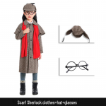 Sherlock Holmesi Halloweeni kost&uuml;&uuml;m lastele ja t&auml;iskasvanutele - Detektiivi riietus Briti ruudulisena. Medium