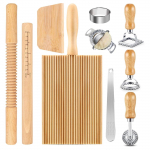 Pasta valmistamise komplekt Puidust taignarull skaalaga Ravioli stantsil&otilde;ikur Puidust tekstuur Puidust gnocchi laud Taignakaabits 1
