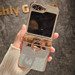 Galvaniseeritud s&auml;delev teemantklamber korpus Samsung Galaxy Z Flip 7 6 ZFlip 4 3 flip7 jaoks Bling gradient r&otilde;ngashoidja alus k&otilde;va kate Galaxy Z Flip5 black