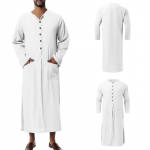 Meeste islami Ramadan Jubba Kaftan Dishdash Araabia Robe Thobe T-s&auml;rk kleit tuunika S valge