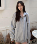 Juhuslikud &uuml;lisuured kampsunid, naiste korea kpop-polokrae, hall, soliidne pullover, s&uuml;gisene t&auml;navariietus S