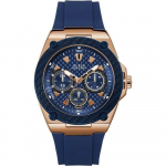 Guess W1049G2 Legacy Sinise sihverplaadi ja sinise silikoonrihmaga meeste k&auml;ekell 45mm sinine